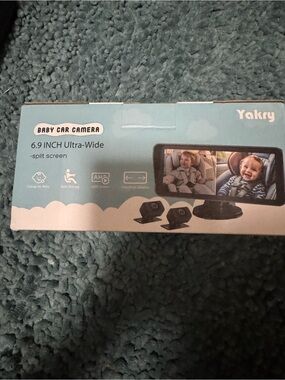 Baby Car Camera 6.9-inch Ultra-Wide Monitor in Light Blue